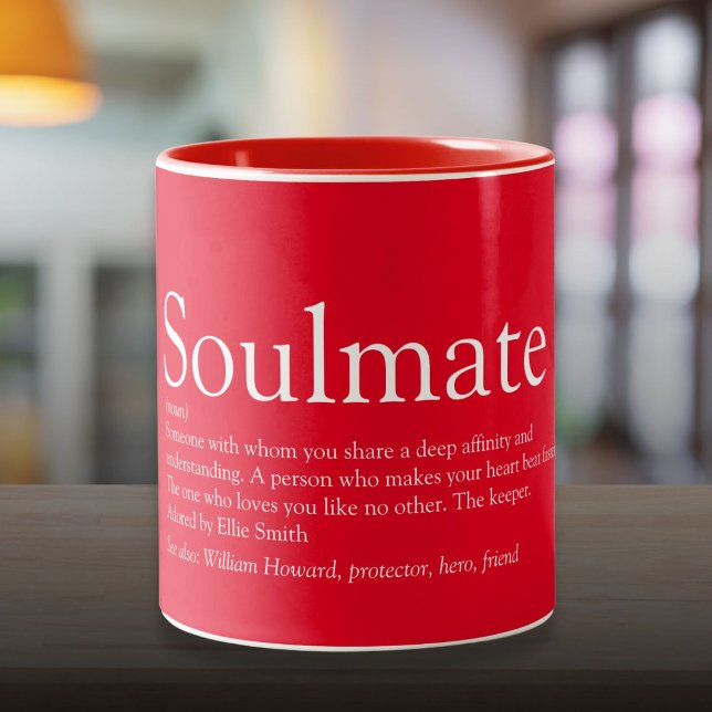Tasse 2 Couleurs Définition d'âme sœur personnalisée Romantique Rou (Personalized Soulmate Definition Romantic Red Two-Tone Coffee Mug)