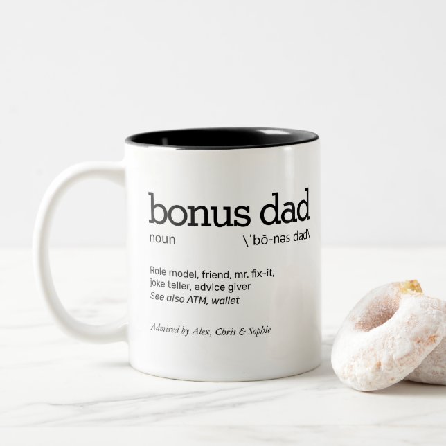 Tasse 2 Couleurs Définition de Bonus Papa (Avec donut)