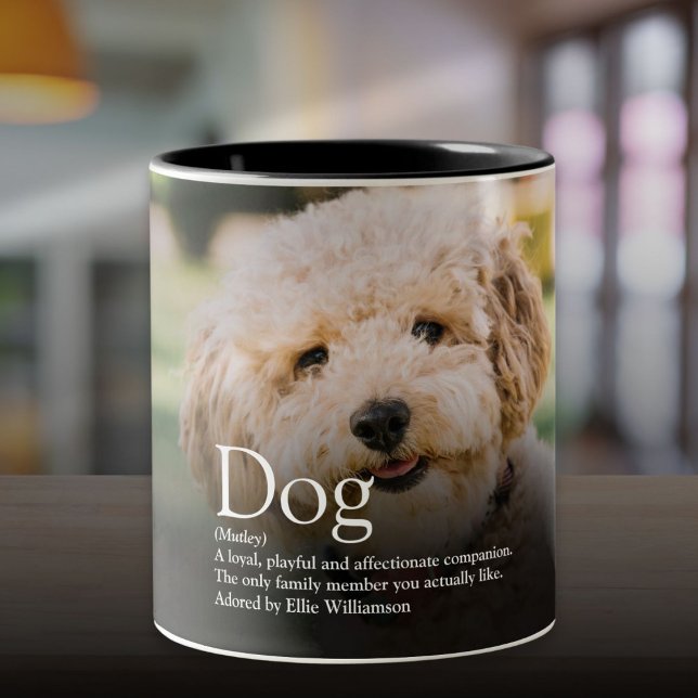 Tasse 2 Couleurs Définition de chien photo personnalisé (Personalized Photo Dog Definition Two-Tone Coffee Mug)