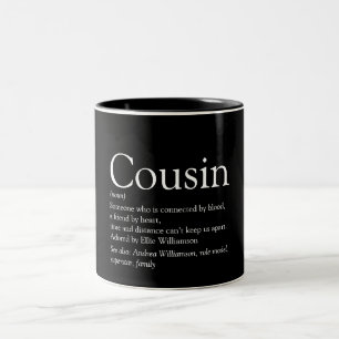 Tasse 2 Couleurs Définition de cousin cool et amusant en noir et bl