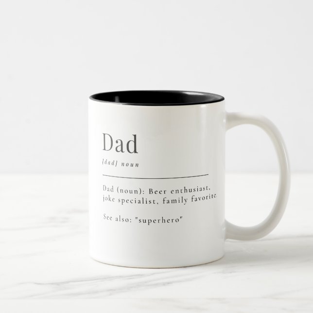 Tasse 2 Couleurs Définition de dictionnaire minimaliste chic Papa (Droit)