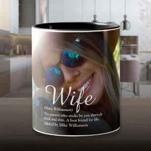 Tasse 2 Couleurs Définition de femme Élégant Script Moderne Fun Pho