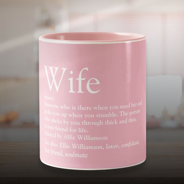 Tasse 2 Couleurs Définition de femme moderne typographique rose gir (Girly Pink Modern Typographic Fun Wife Definition Two-Tone Coffee Mug)