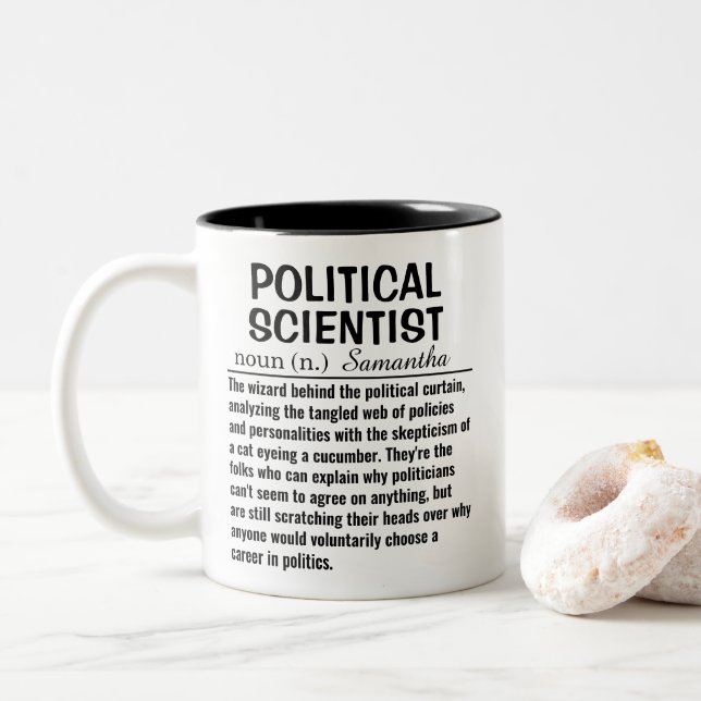 Tasse 2 Couleurs Définition de politologue (Avec donut)