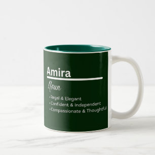 Tasse 2 Couleurs Définition de prénom Amira personnalisée