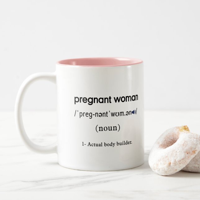 Tasse 2 Couleurs définition drôle de femme enceinte (Avec donut)