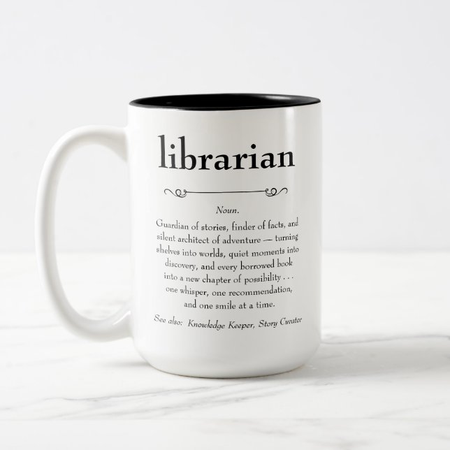 Tasse 2 Couleurs Définition du bibliothécaire Don d'appréciation (Gauche)