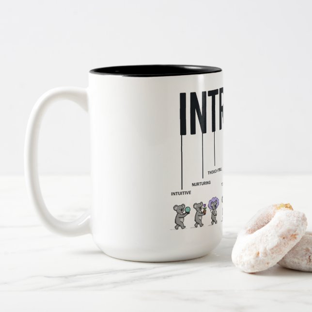 Tasse 2 Couleurs Définition d'un introverti drôle - Personnalité ca (Avec donut)