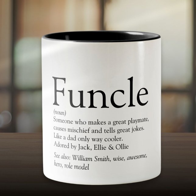Tasse 2 Couleurs Définition Funky Uncle Drôle Dit (Funny Uncle Funcle Definition Saying Two-Tone Coffee Mug)