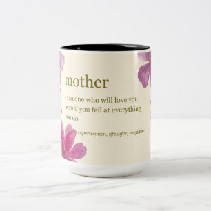 Tasse 2 Couleurs Définitions émouvantes d'une mère - Floral à deux 