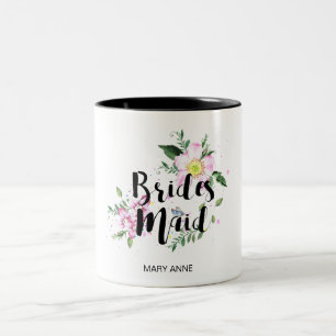 Tasse 2 Couleurs Demoiselle d'honneur Fleurs aquarelle Mariage