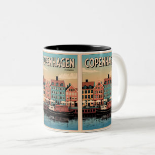 Tasse 2 Couleurs Dénmark de Copenhague vintage maisons colorées cad