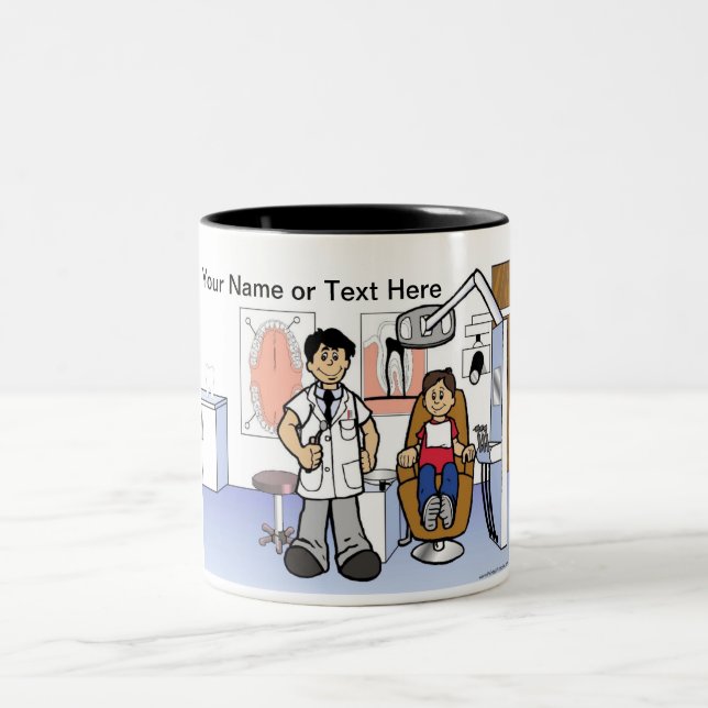 Tasse 2 Couleurs Dentiste - Dessin masculin par PrintedPerfection.c (Centre)