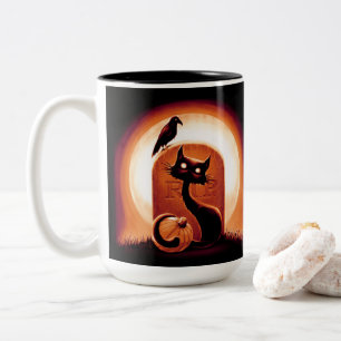 Tasse 2 Couleurs Derpy Halloween Chat par Tombstone