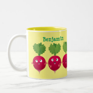 Tasse 2 Couleurs Des radis mignons chantant des légumes de dessin a
