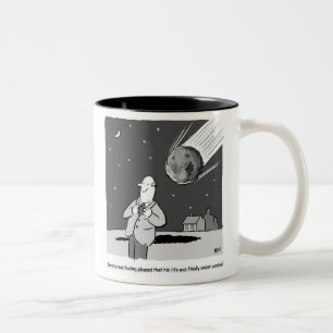 Tasse 2 Couleurs Désastre drôle de météore frappant la Terre