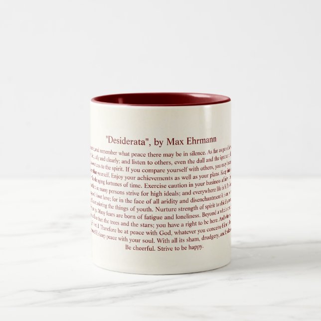 Tasse 2 Couleurs Desiderata - poème inspiré pour des diplômés (Centre)