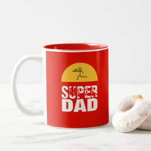 Tasse 2 Couleurs Design élégant "SUPER DAD" Voeux personnalisés