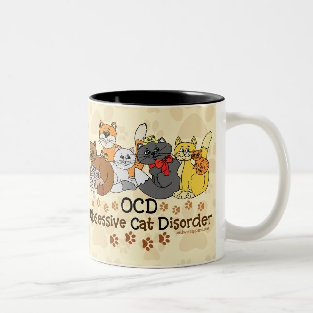 Tasse 2 Couleurs Désordre obsédant de chat d'OCD (Droit)