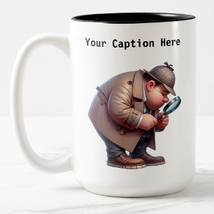 Tasse 2 Couleurs Dessin animé de détective privé personnalisable my