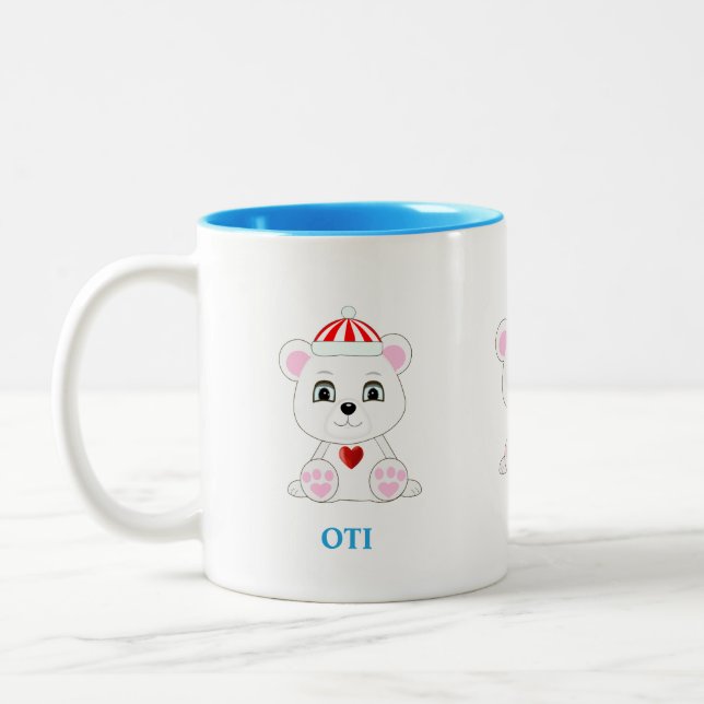 Tasse 2 Couleurs Dessin animé d'ours polaire mignon (Gauche)