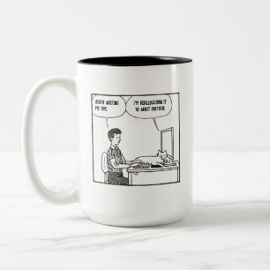 Tasse 2 Couleurs Dessin animé humoristique sur le travail de bureau