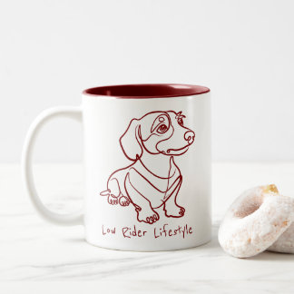 Tasse 2 Couleurs Dessin au trait de teckel - Style de vie Low Rider