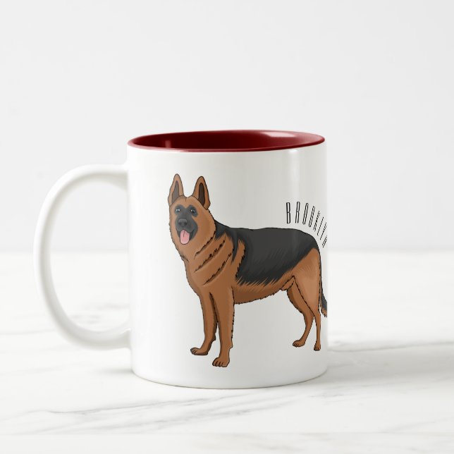 Tasse 2 Couleurs dessin de berger allemand (Gauche)