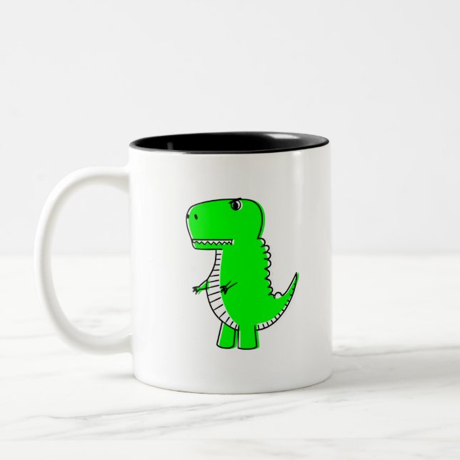 Tasse 2 Couleurs Dessin Dinosaure Vert (Gauche)