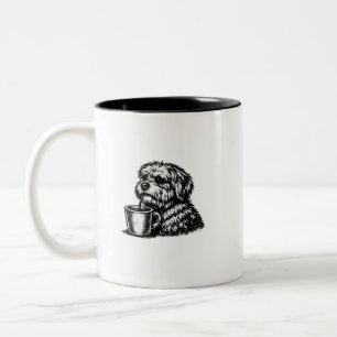 Tasse 2 Couleurs Dessin humoristique à deux tons d'un chien hirsute