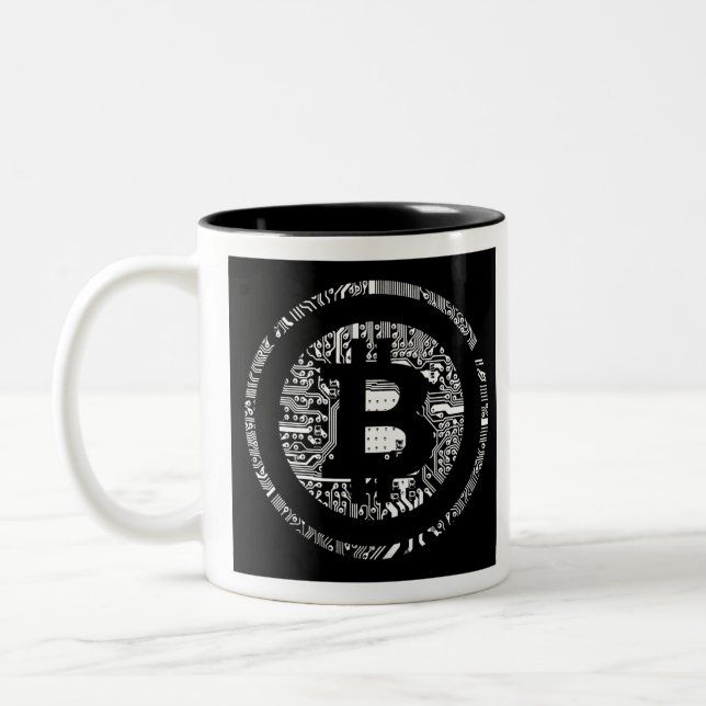 Tasse 2 Couleurs Détail de Bitcoin dans B&W (Gauche)
