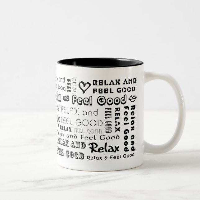 Tasse 2 Couleurs : : : Détendez et sentez-vous bien (noir) : : : (Droit)