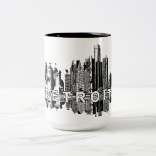 Tasse 2 Couleurs Detroit, Michigan à encre noire