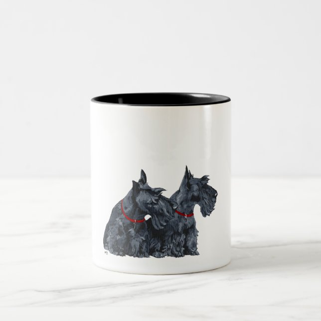 Tasse 2 Couleurs Deux Curieux Terriers écossais (Centre)