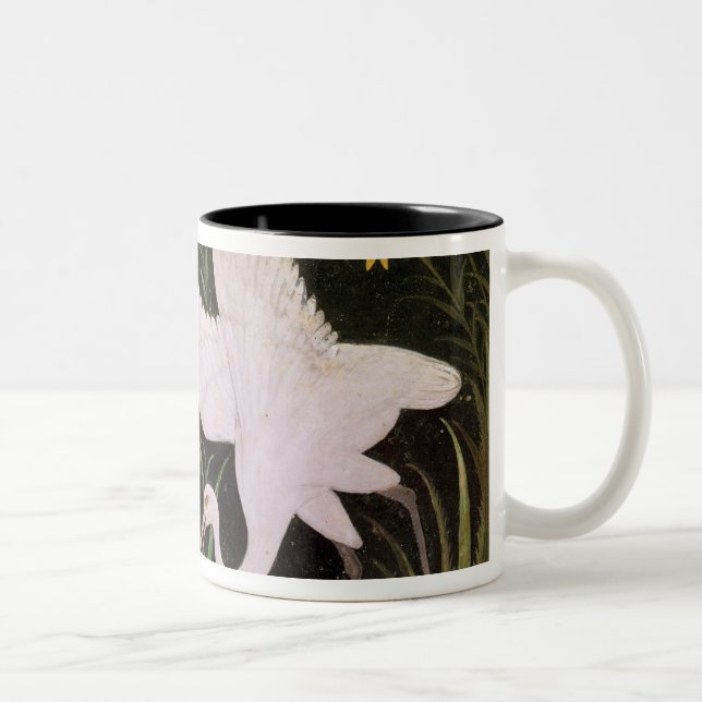 Tasse 2 Couleurs Deux grues sur le bord d'un étang (Droit)