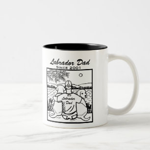 Tasse 2 Couleurs Deux Labradors et papa