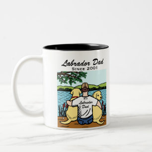 Tasse 2 Couleurs Deux Labradors jaune et papa