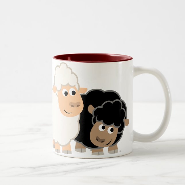 Tasse 2 Couleurs Deux mignonettes de mouton caricaturé (Droit)