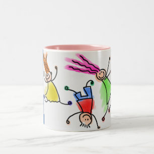 Tasse 2 Couleurs Deux tongs avec dessin animé pour enfants.