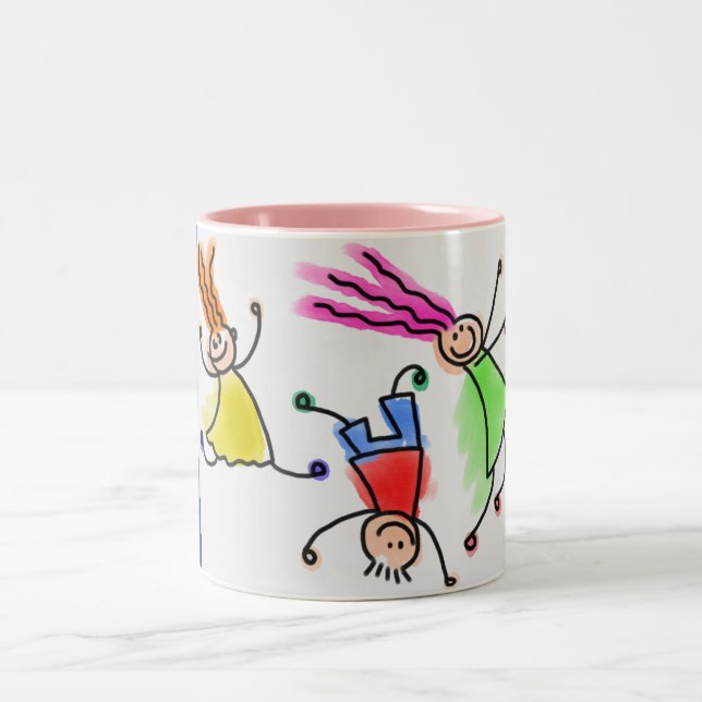 Tasse 2 Couleurs Deux tongs avec dessin animé pour enfants. (Centre)