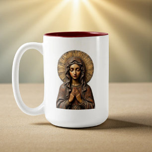 Tasse 2 Couleurs Dévotion sculptée Marie en bois