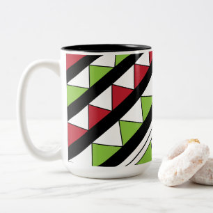 Tasse 2 Couleurs Diagonal Grandes Vert Jaune Triangles Moderne