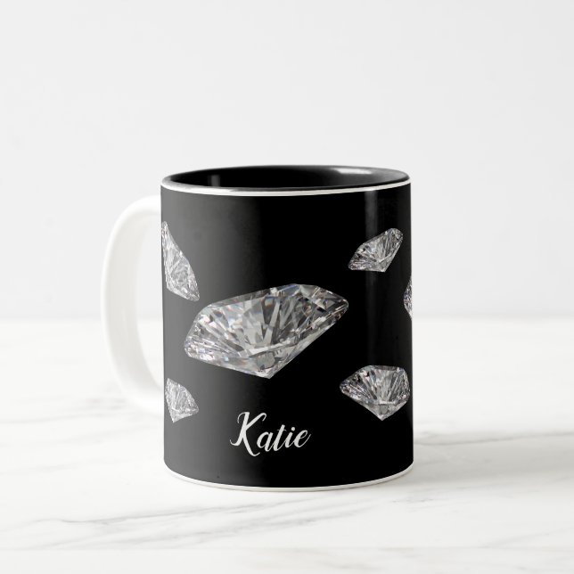 Tasse 2 Couleurs Diamants Musique personnalisée (Devant gauche)