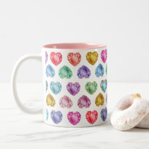 Tasse 2 Couleurs Diamond Heart Aquarelle Motif mignon Pastel Girly