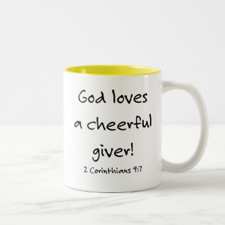 Tasse 2 Couleurs Dieu aime un donateur gai !