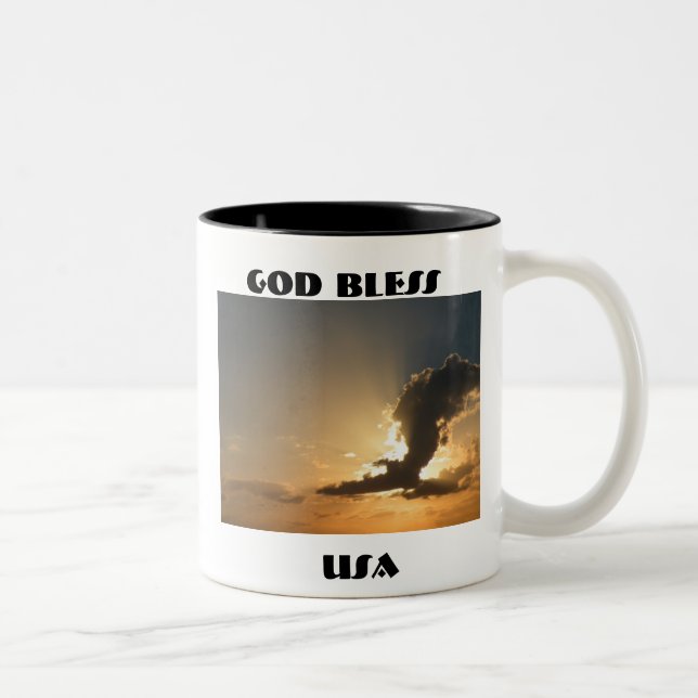 Tasse 2 Couleurs Dieu Béni USA Sunset Cloud Eagle (Droit)