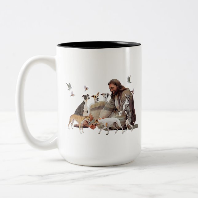 Tasse 2 Couleurs Dieu Entouré Par Whippet (Gauche)