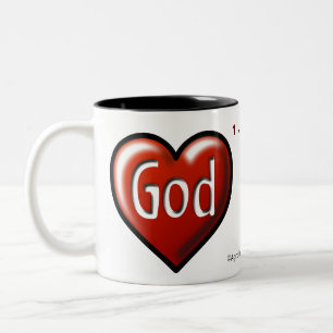 Tasse 2 Couleurs Dieu est coeur d'amour