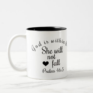 Tasse 2 Couleurs Dieu est en elle, elle ne tombera pas dans la Bibl