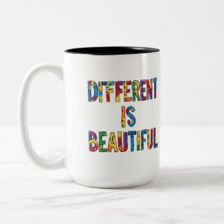 Tasse 2 Couleurs Different Is Beautiful - Sensibilisation sur l'aut